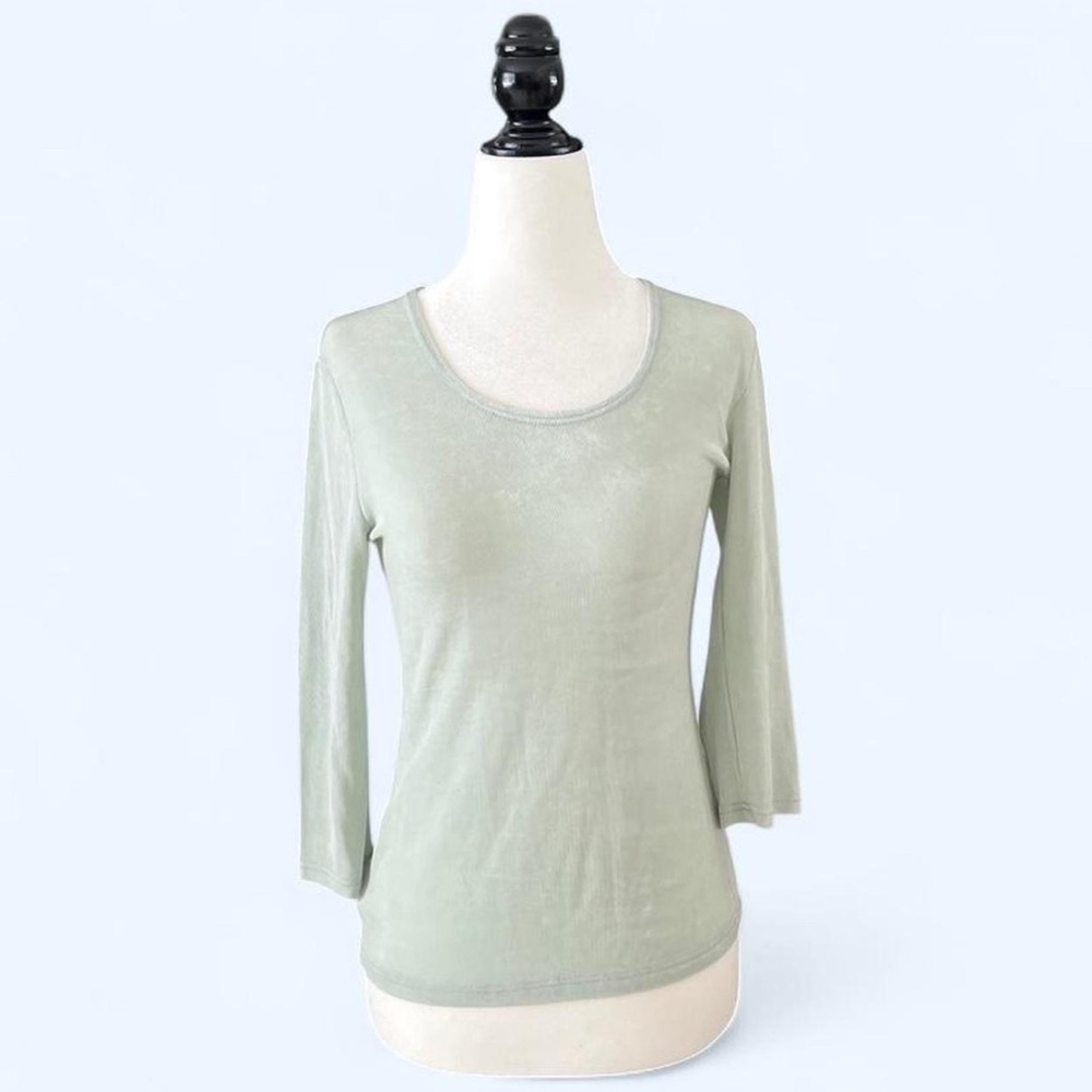 Y2K Pariscope Women’s Light Green Quarter Sleeve Fairycore Boho Top Medium